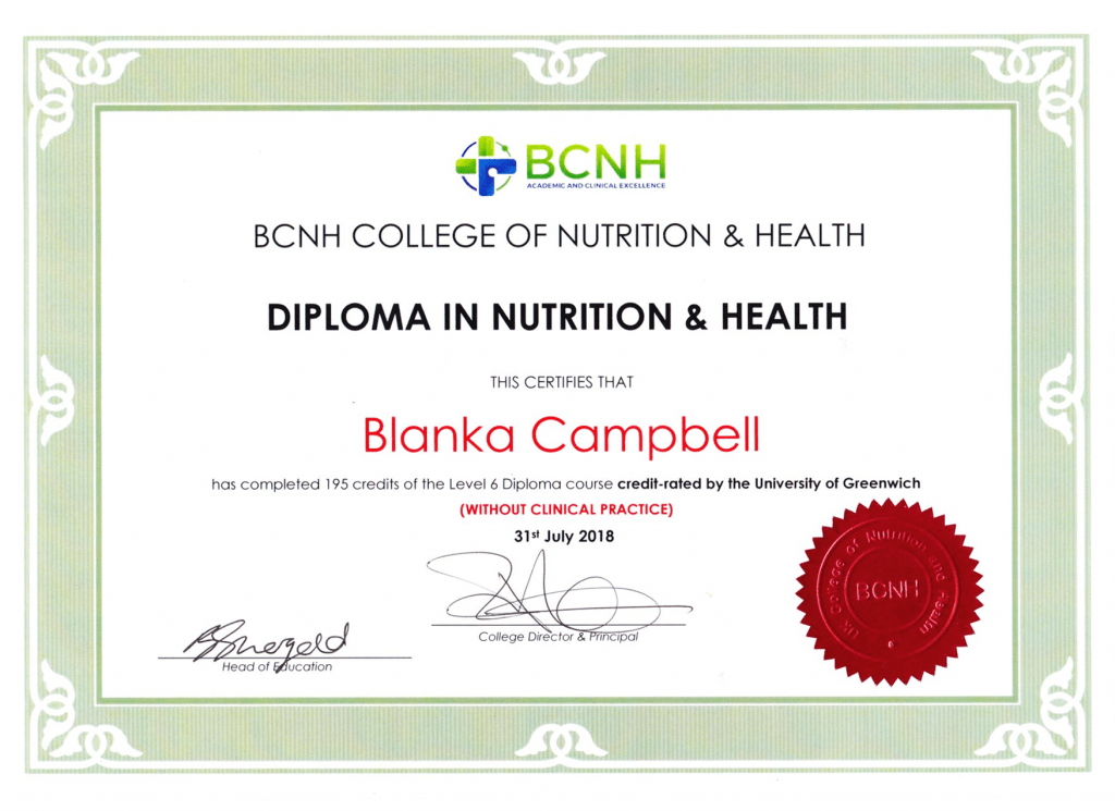 BCNH Diploma Blanka Campbell